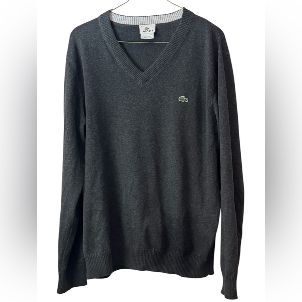 Lacoste Men's Gray V-Neck Sweater